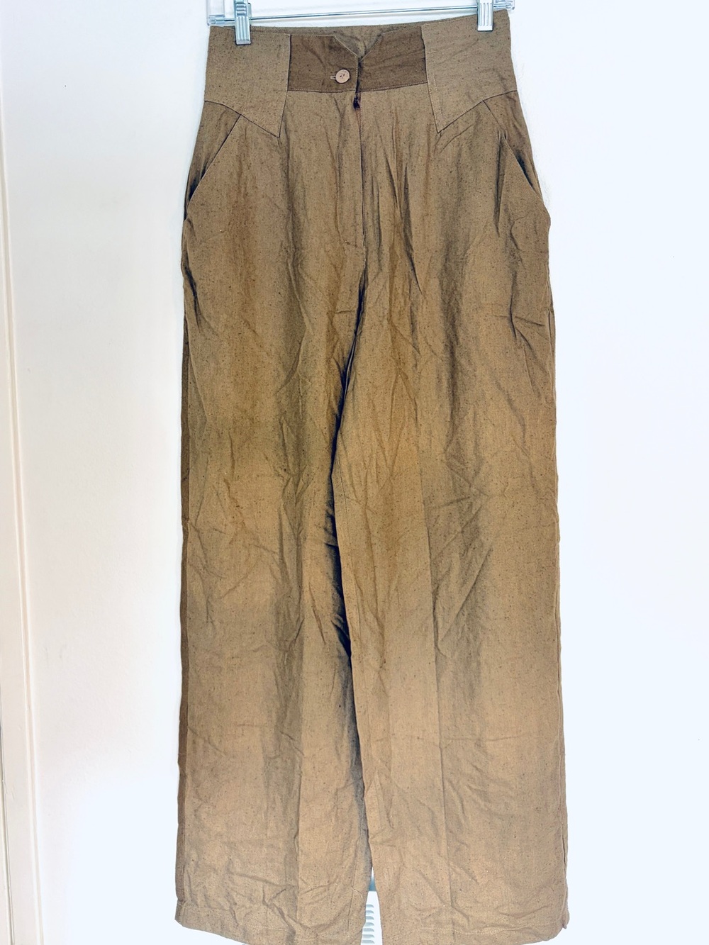 Vintage European 90’s Raw Silk, High-Waisted Wide-Leg Pants, size small - Picture 1 of 9